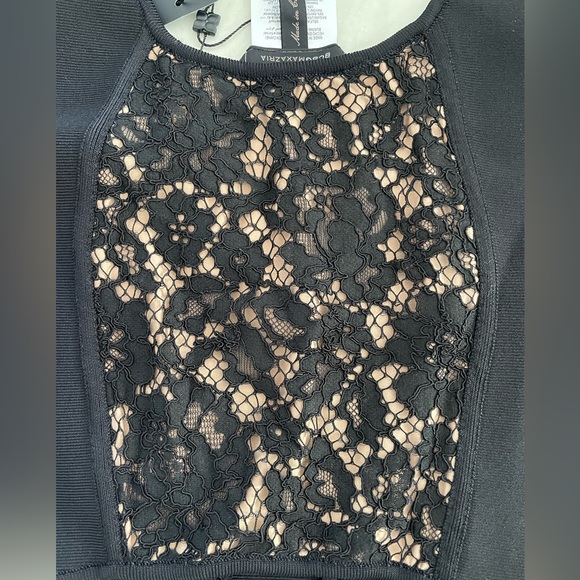 BCBG MAXAZARIA BLACK CROP TOP SZ SMALL S LACE LINED ZIPPER NEW HOLIDAY PARTY - Picture 7 of 7